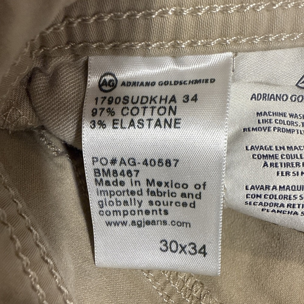 JEANS MODERN ATHLETIC AG Adriano MENS 30X34 Goldschmied Ives Stretch TAN BRN - Picture 4 of 9